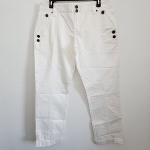MOSSIMO DUTTI WOMEN'S WHITE SLIM CROP PANTS Size 10 42/32